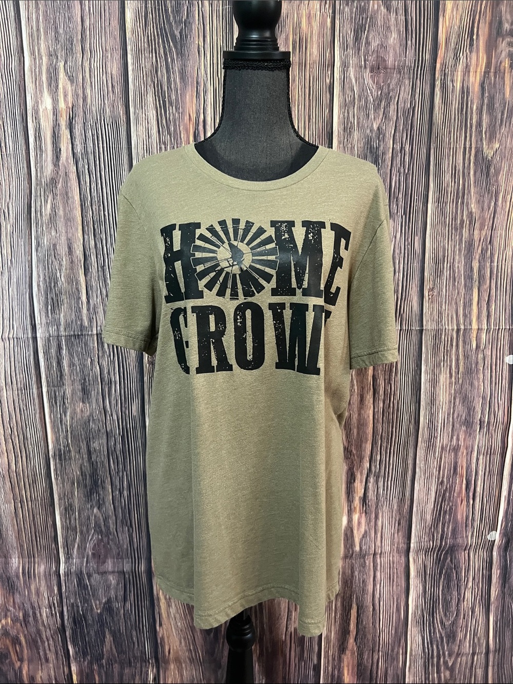 Home Grown Olive Graphic Tee- Size Large